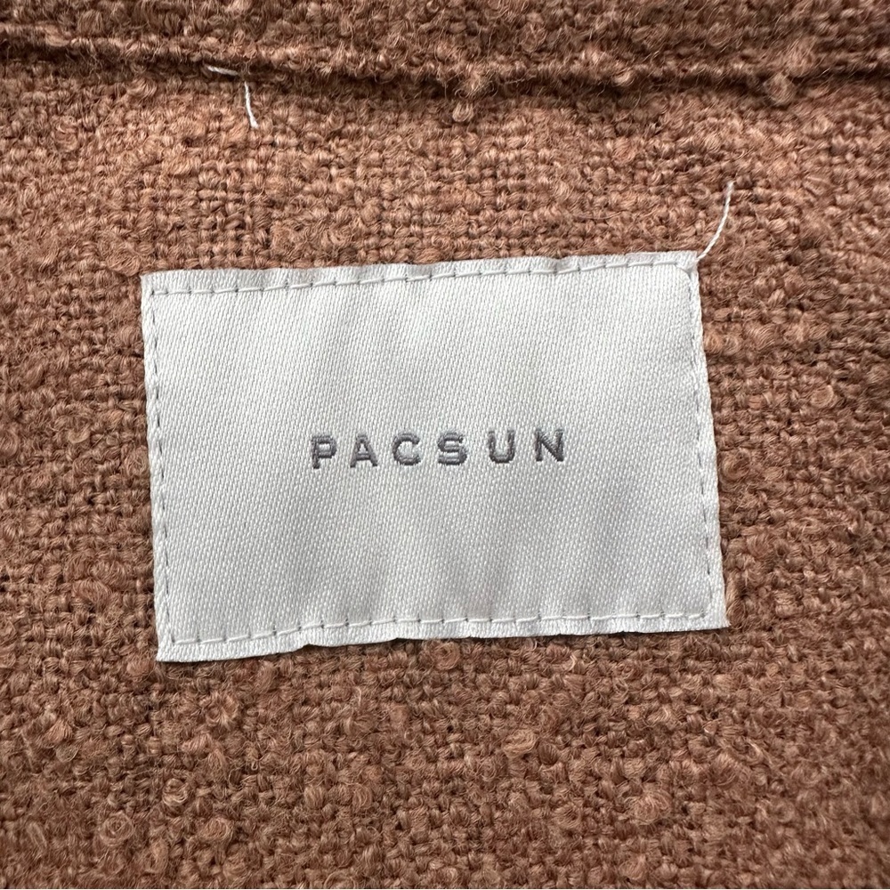 NWT PacSun Brown Oversized Wooly Shacket Textured Button Front Chest Pockets L - Picture 5 of 13